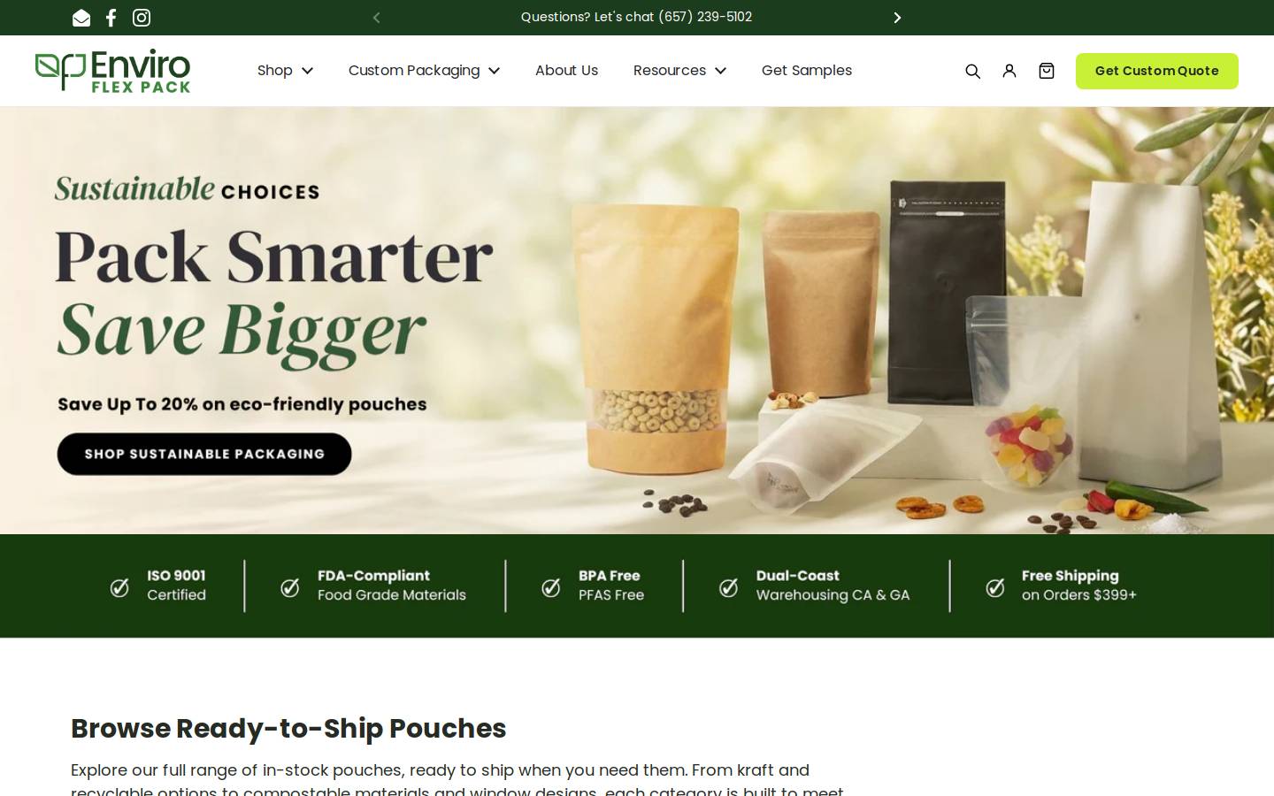 Enviroflexpack homepage screenshot