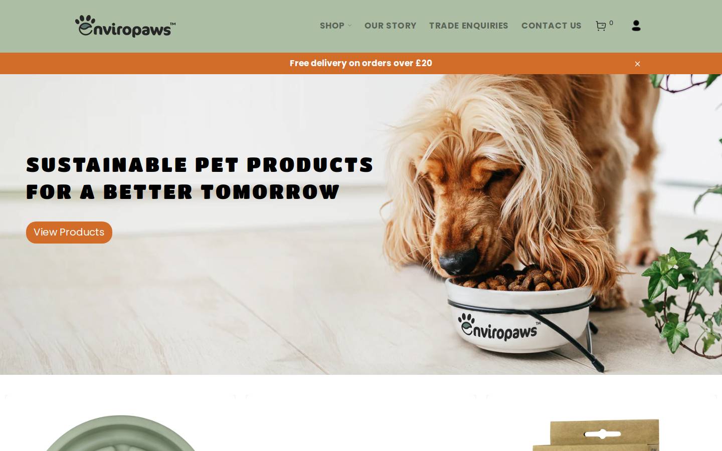 Enviropaws homepage screenshot