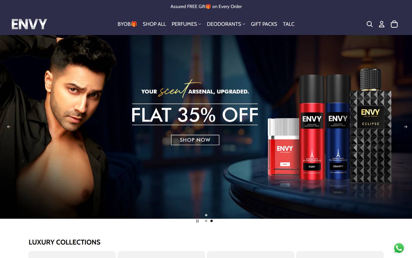 envyfragrances.com homepage screenshot