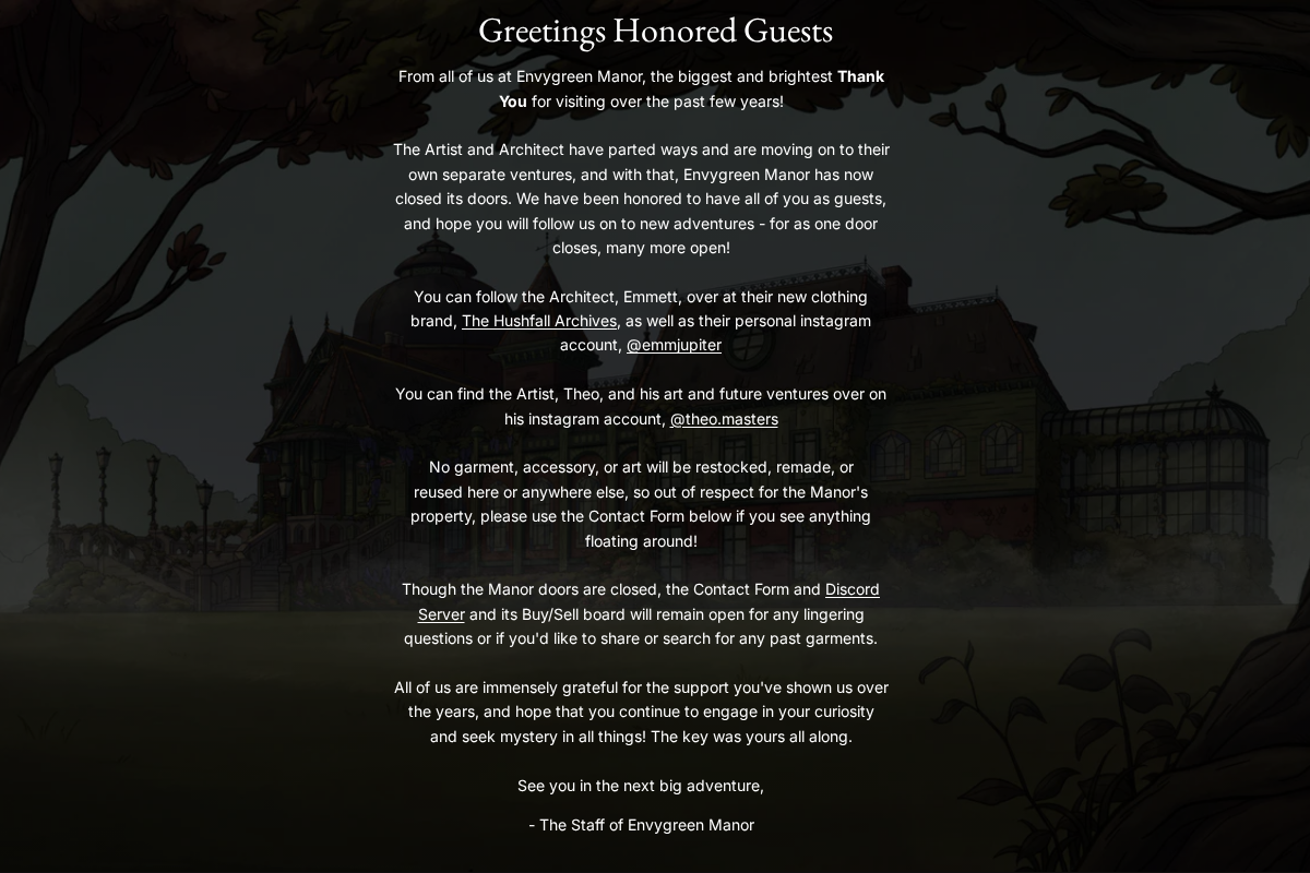 envygreenmanor.com homepage screenshot