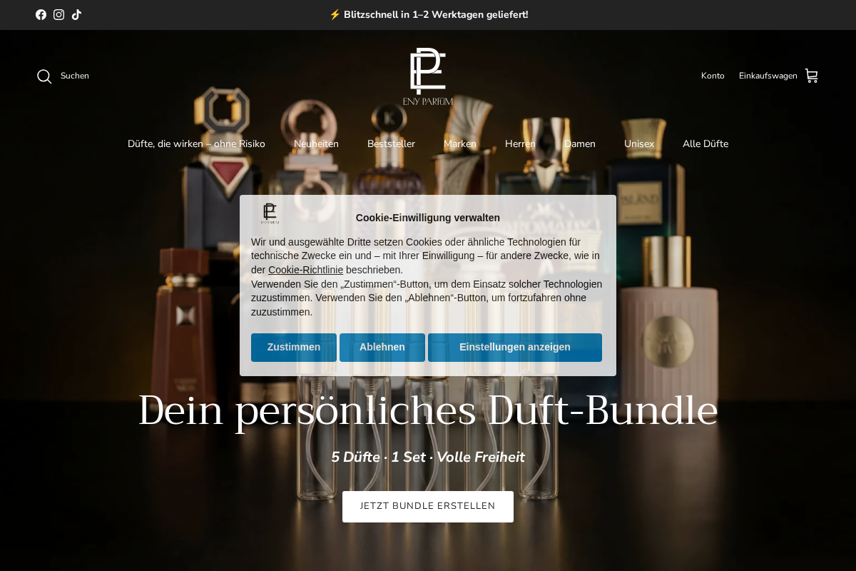 ENY Parfum homepage screenshot