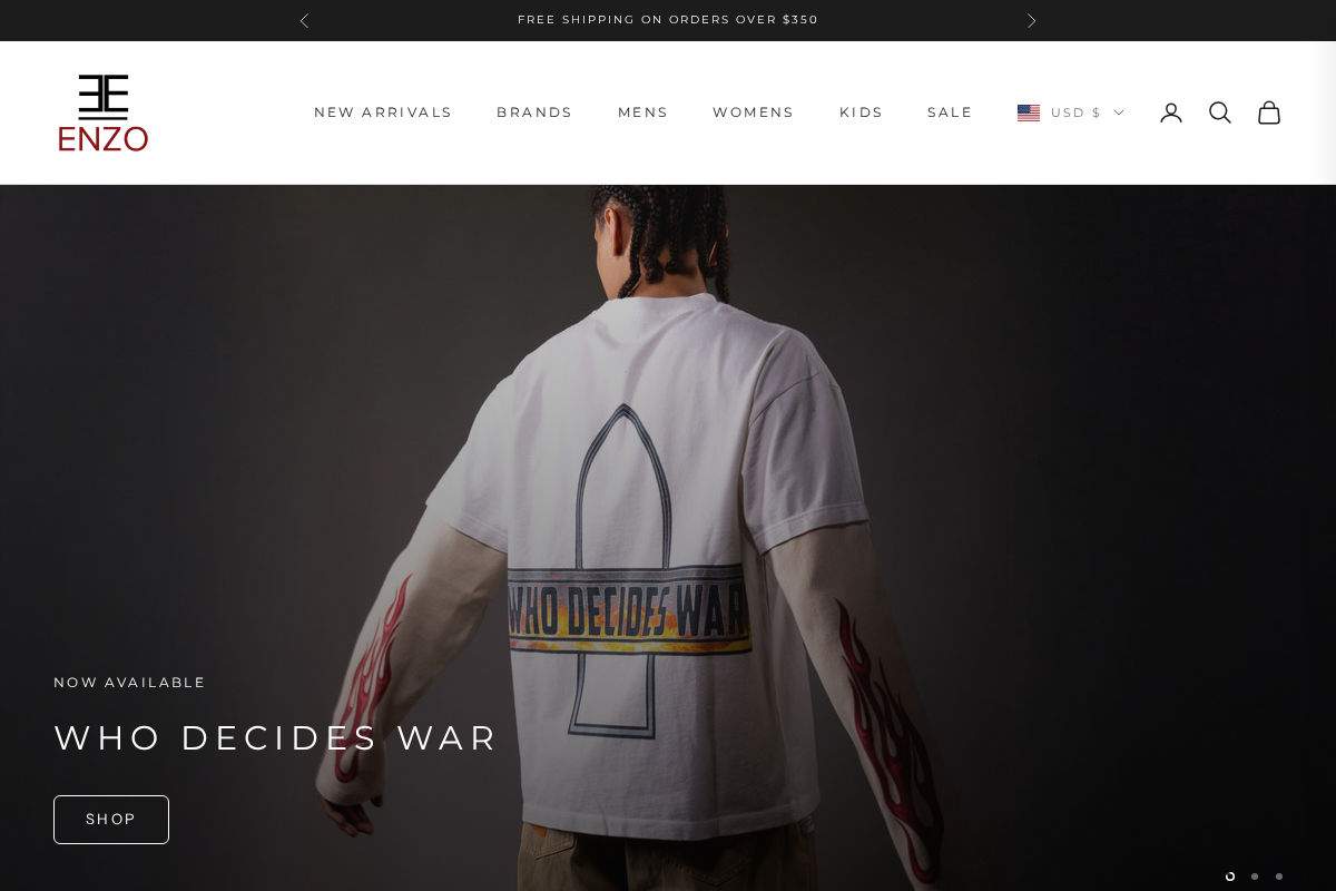 enzoclothingstore.com homepage screenshot