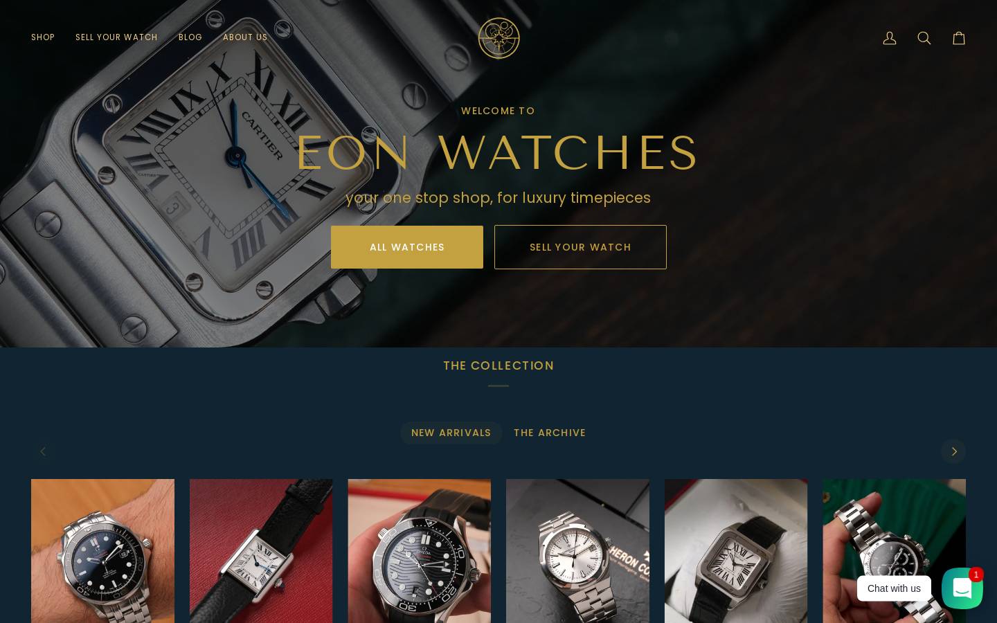 Eon Watches homepage screenshot