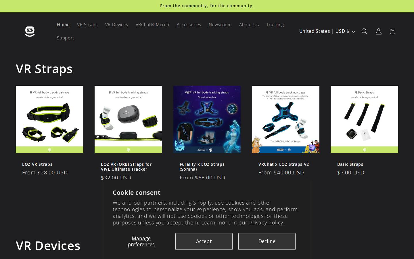Eozvr homepage screenshot
