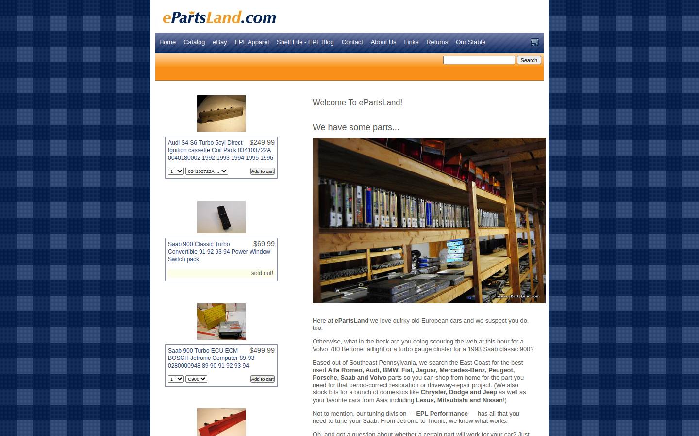 epartsland.com homepage screenshot