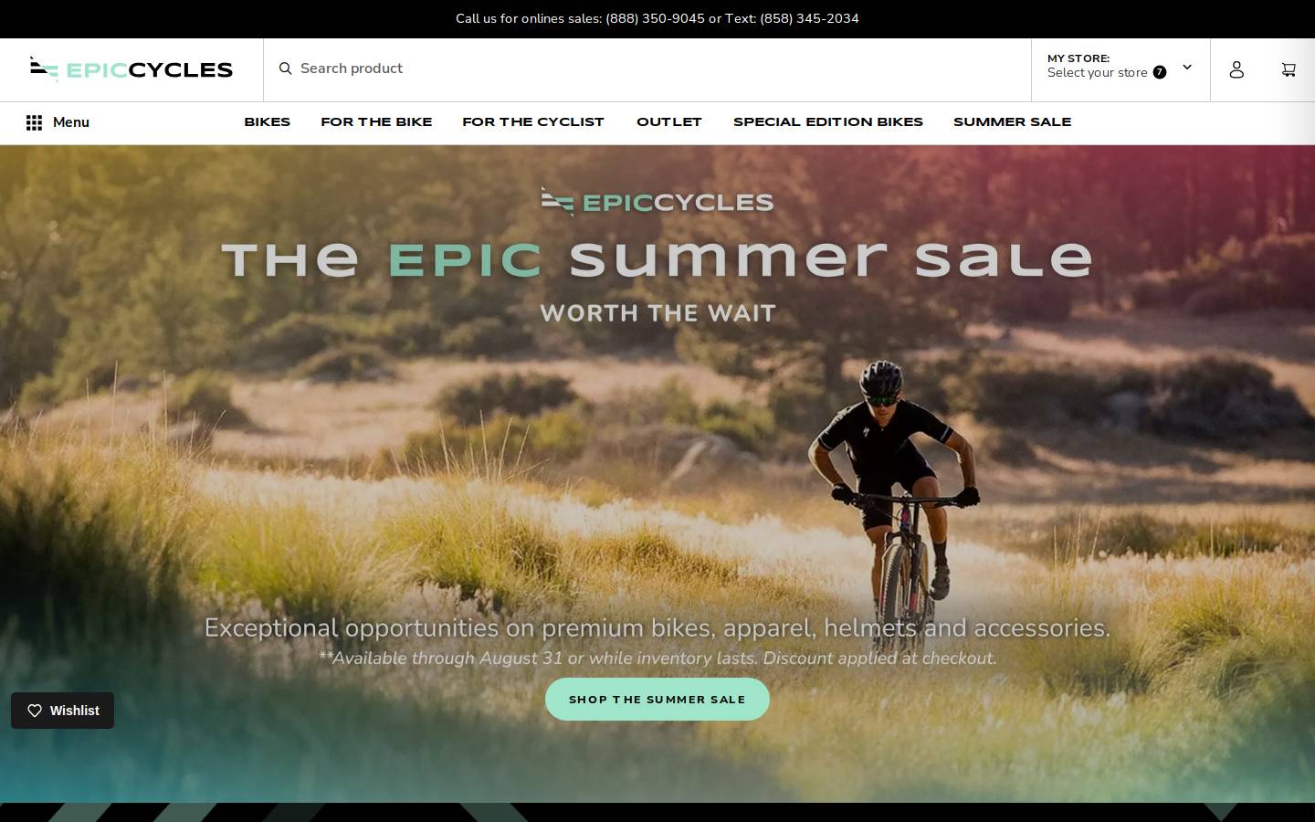 epic-cycles.com homepage screenshot