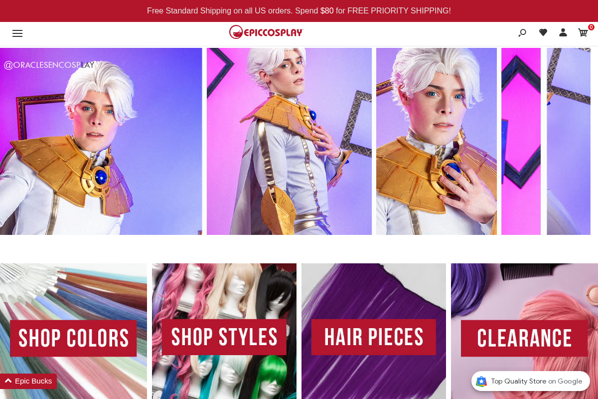 Epic Cosplay Wigs homepage screenshot
