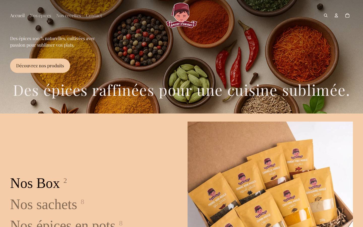 epicesdorient.fr homepage screenshot
