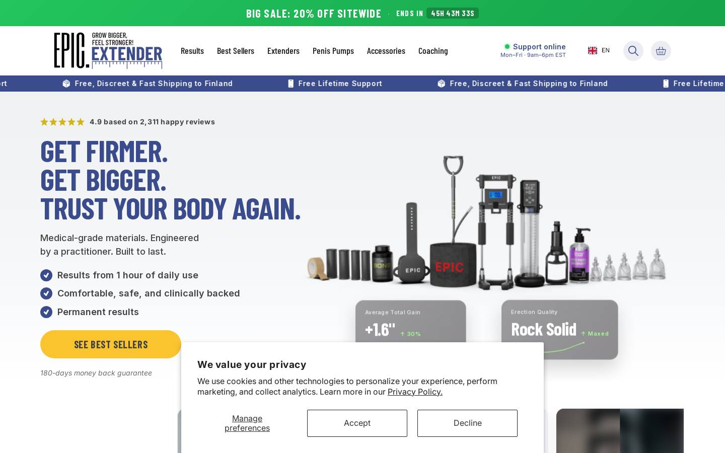 Epic Extender homepage screenshot