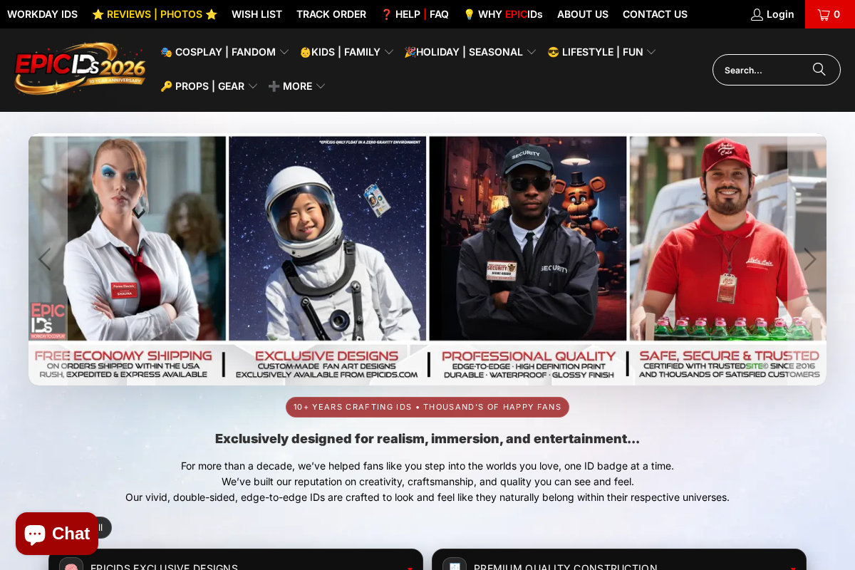 Epic IDs homepage screenshot