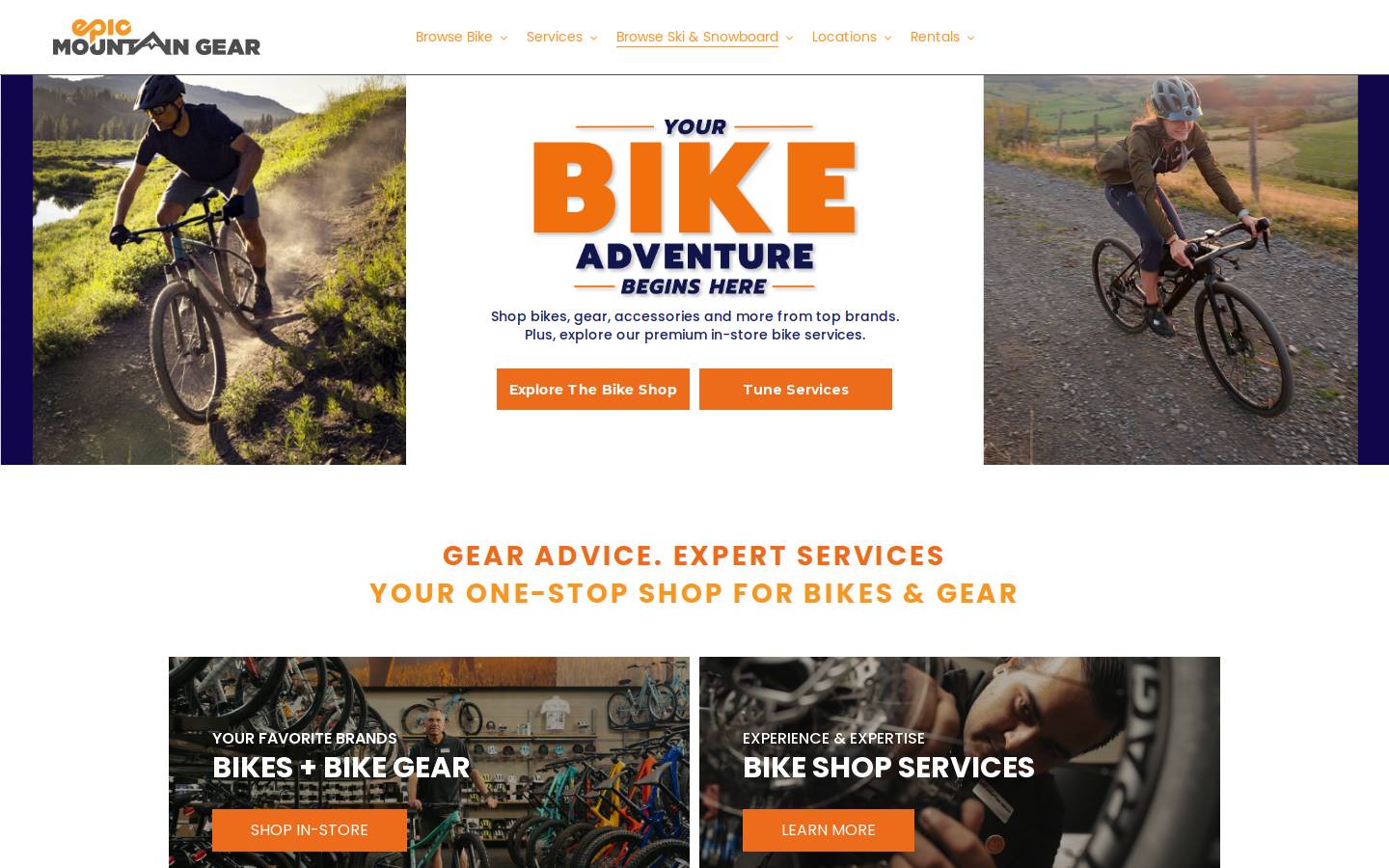 epicmountaingear.com homepage screenshot