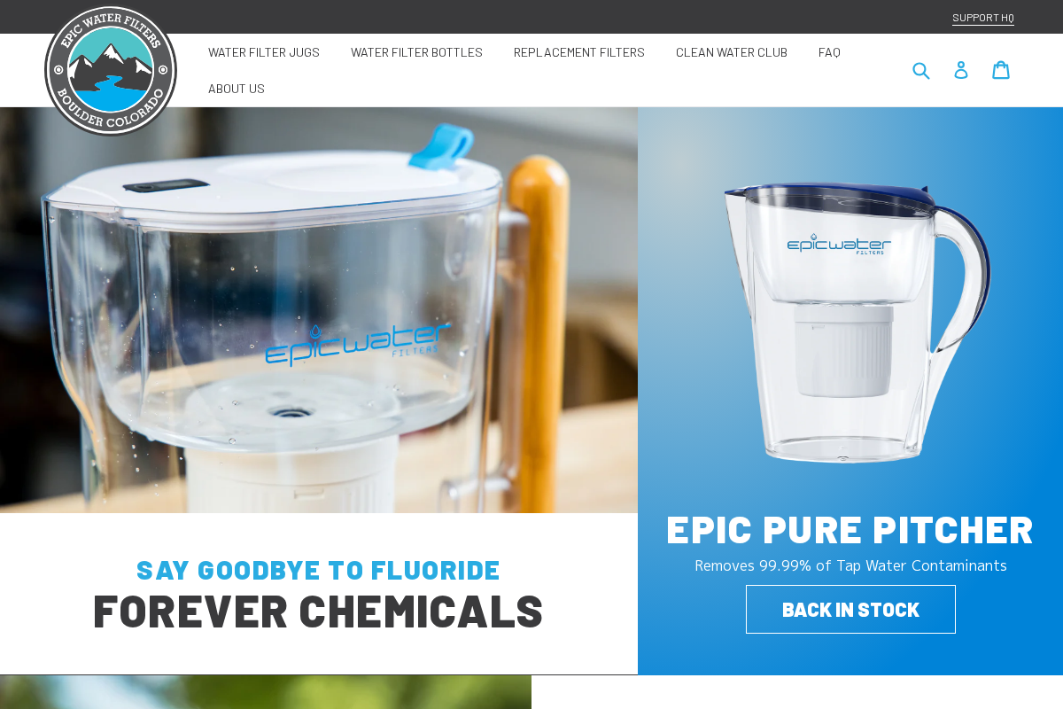 epicwaterfilters.com homepage screenshot