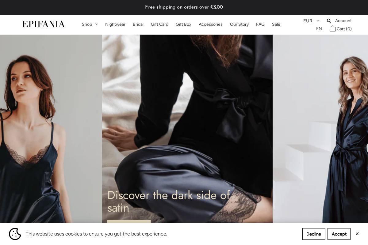 Epifanianightwear homepage screenshot