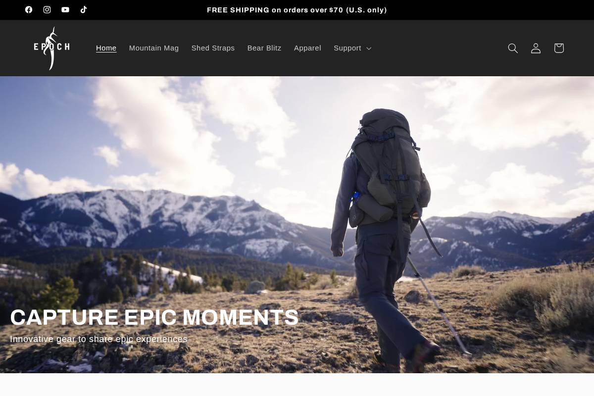 epochoutdoors.com homepage screenshot