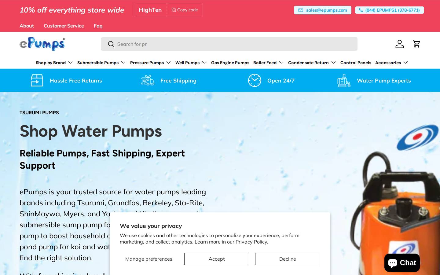 epumps.com homepage screenshot