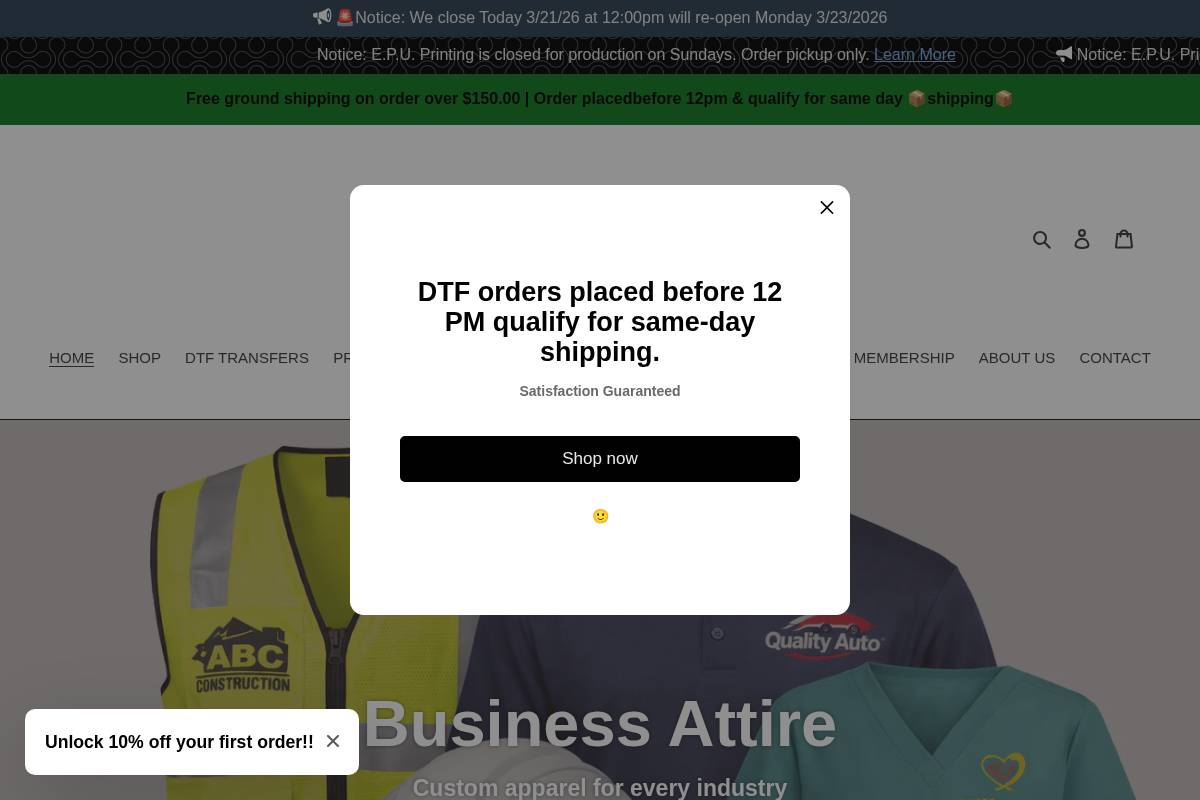 epuprinting.com homepage screenshot