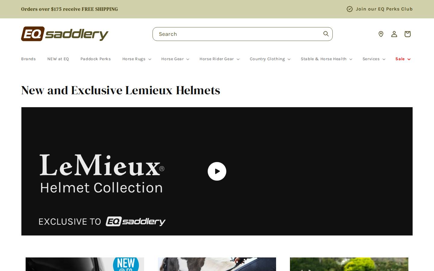 eqsaddlery.com.au homepage screenshot