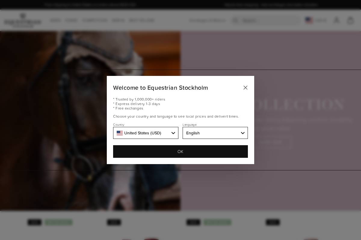 Equestrian Stockholm homepage screenshot