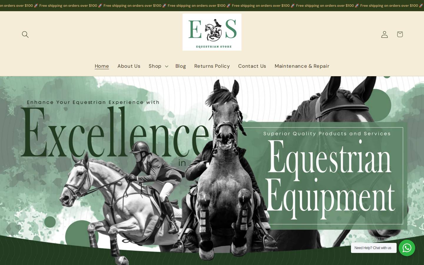 equestrianstoreus.com homepage screenshot