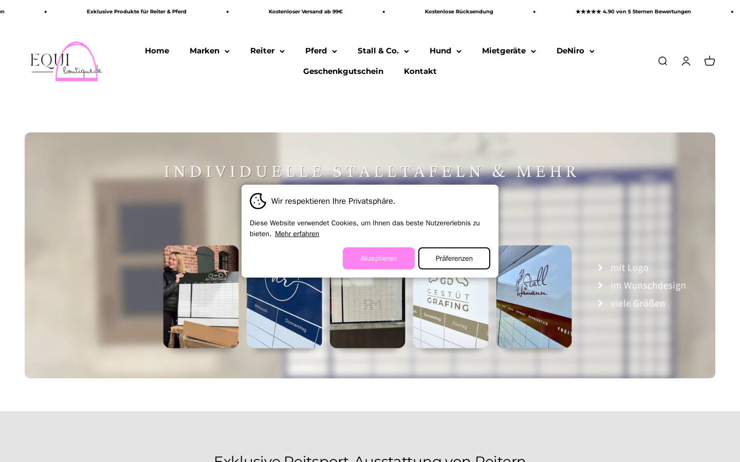 Equi Boutique homepage screenshot