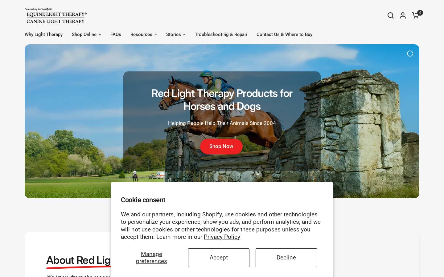 equinelighttherapy.com homepage screenshot