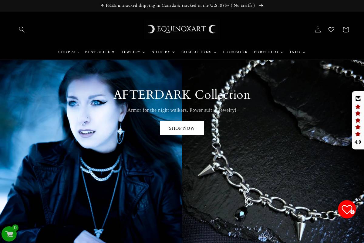 equinoxartboutique.com homepage screenshot