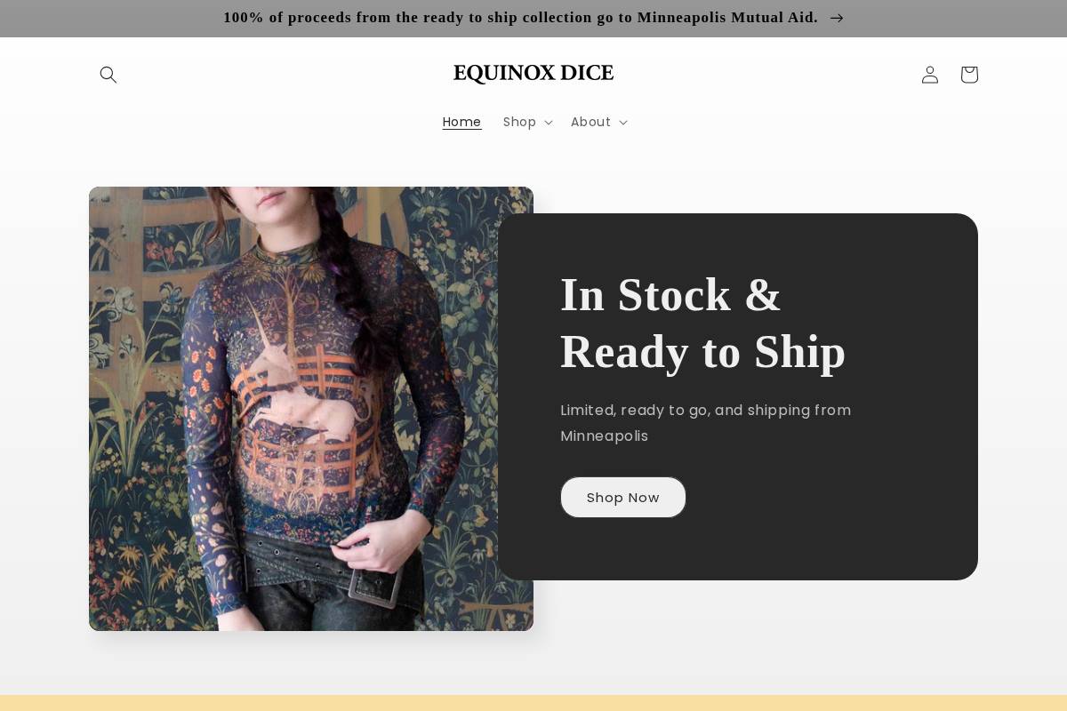 equinoxdice.com homepage screenshot