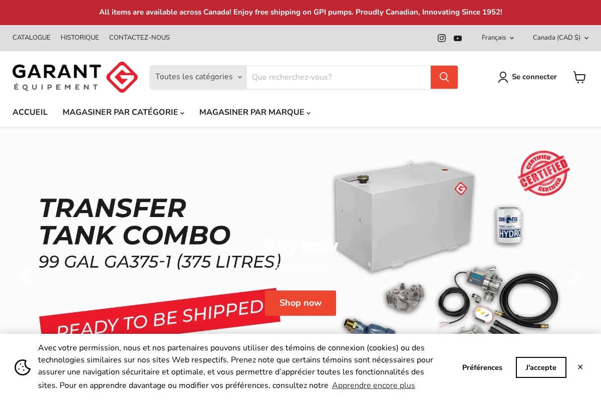 equipementgarant.ca homepage screenshot