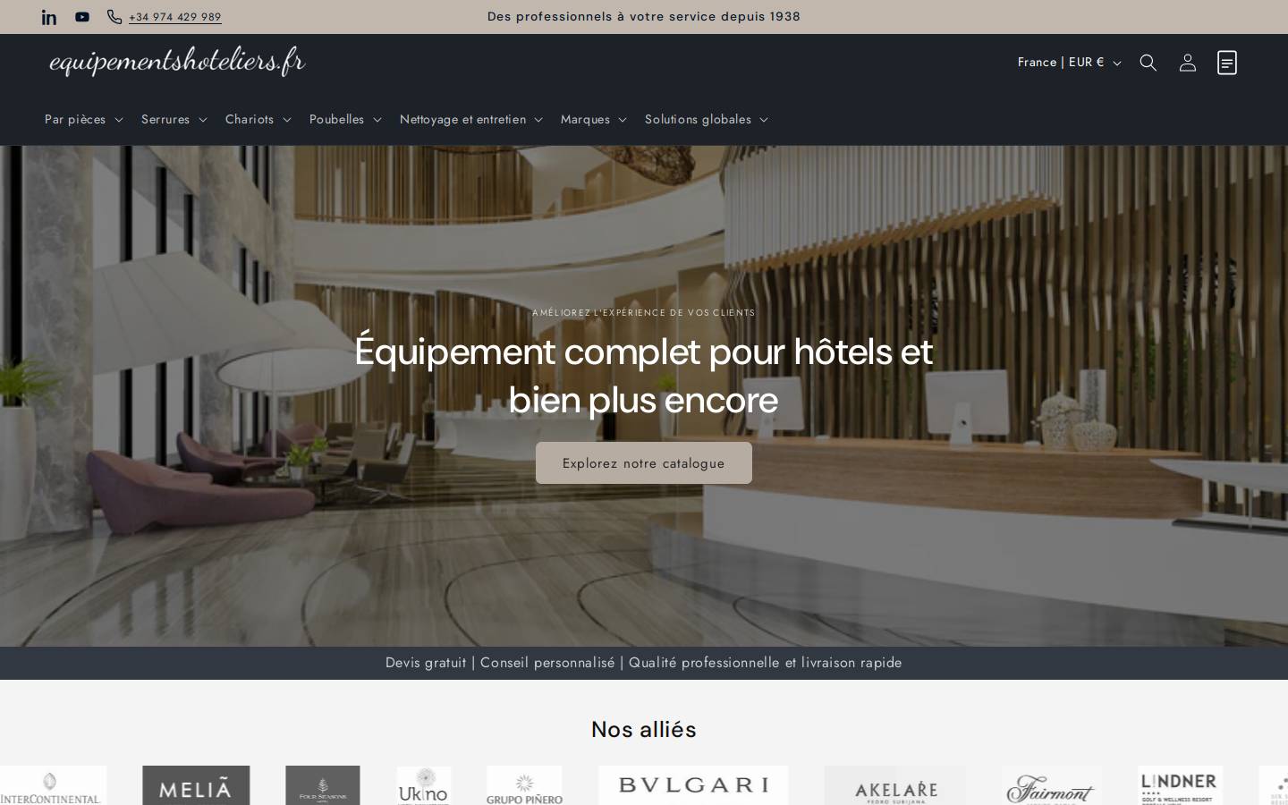 equipementshoteliers.fr homepage screenshot