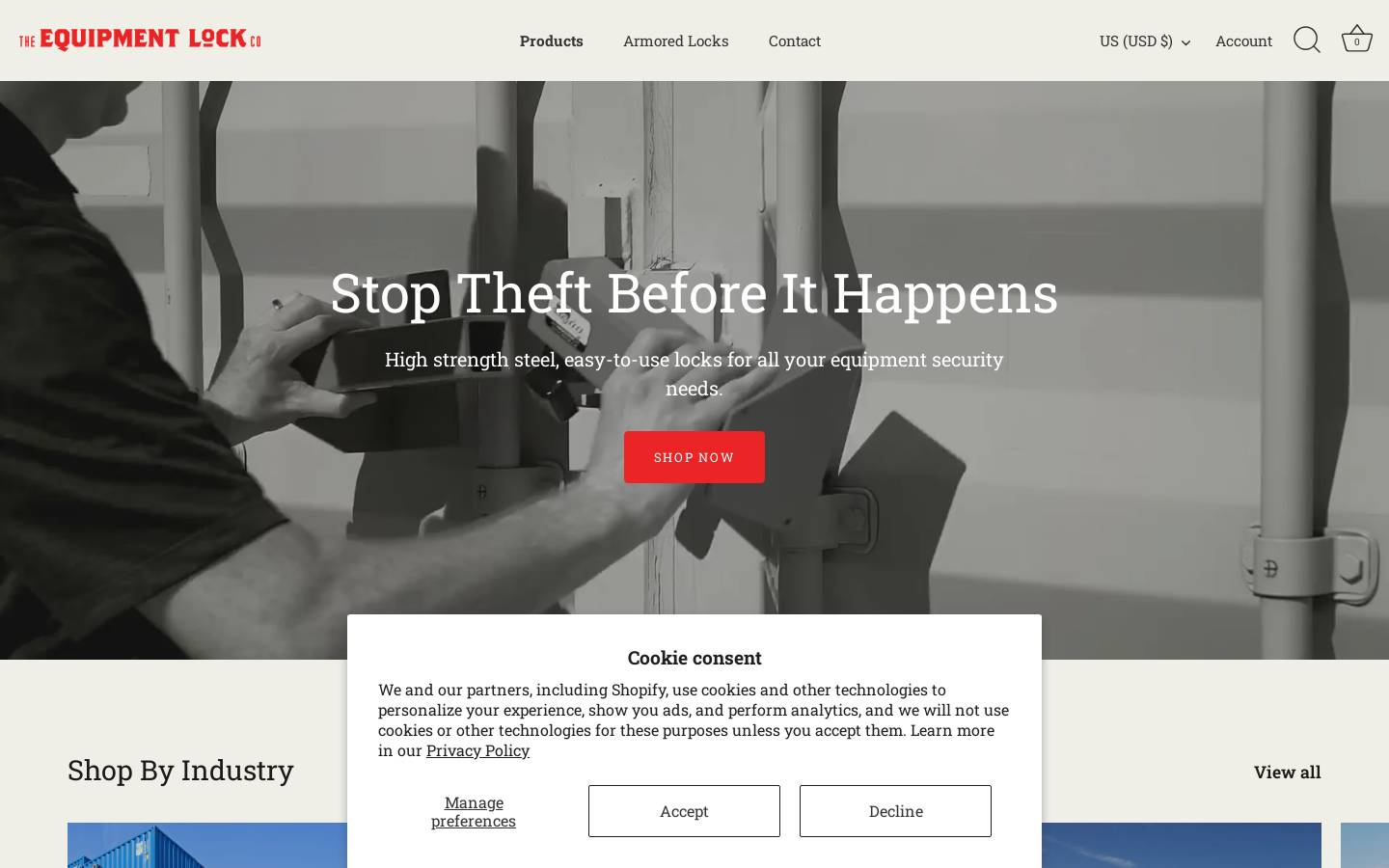 equipmentlock.com homepage screenshot