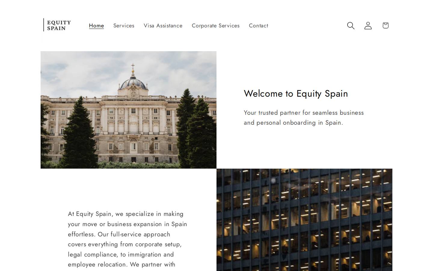 equityspain.com homepage screenshot