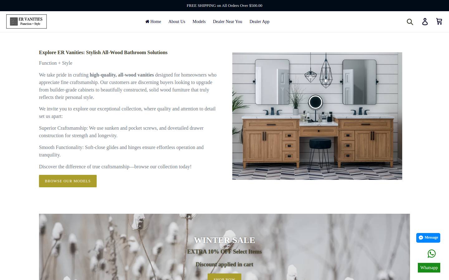 erbathroomvanities.com homepage screenshot