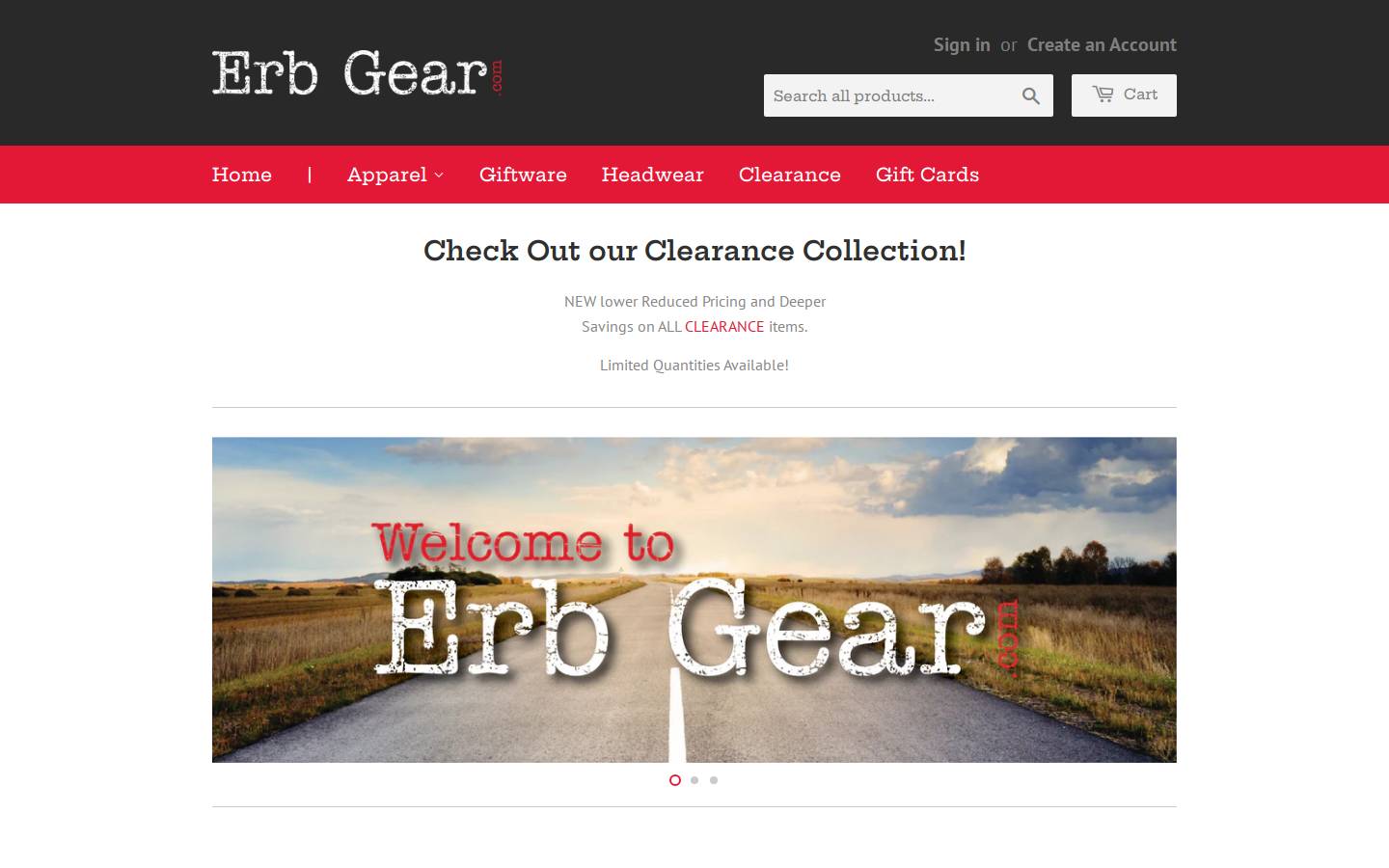 erbgear.com homepage screenshot