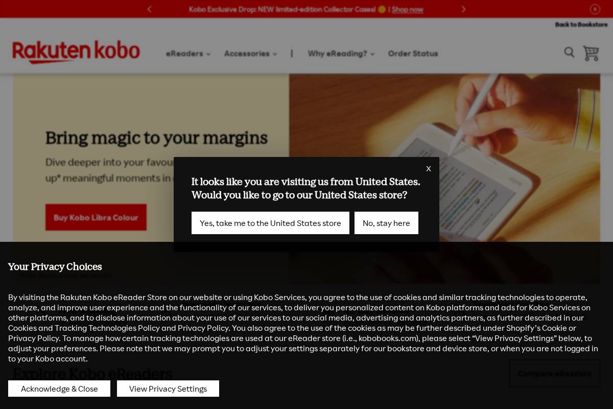 ereader.kobo.com homepage screenshot
