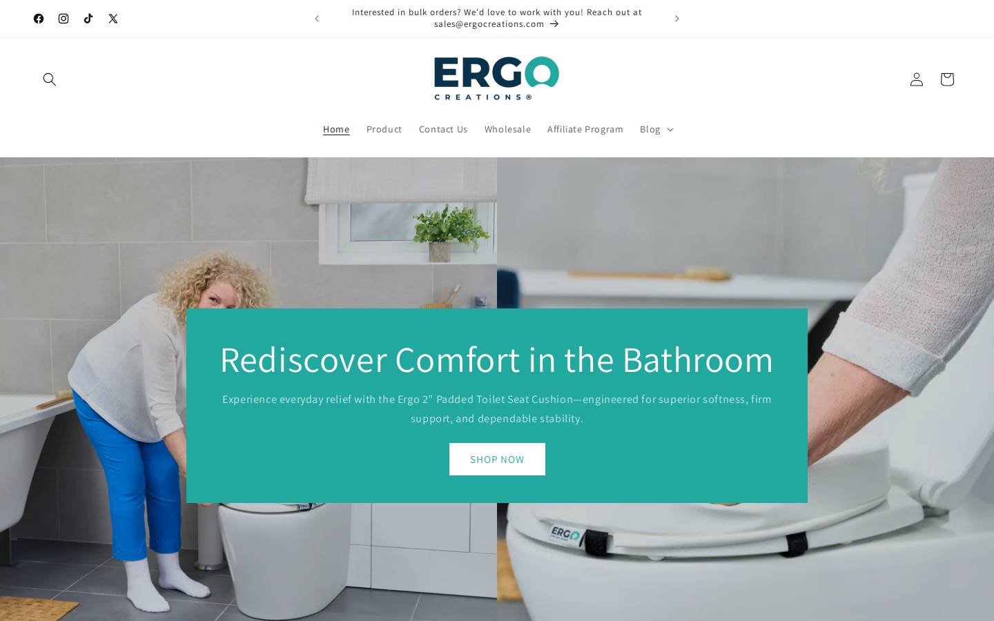 Ergo Creations homepage screenshot