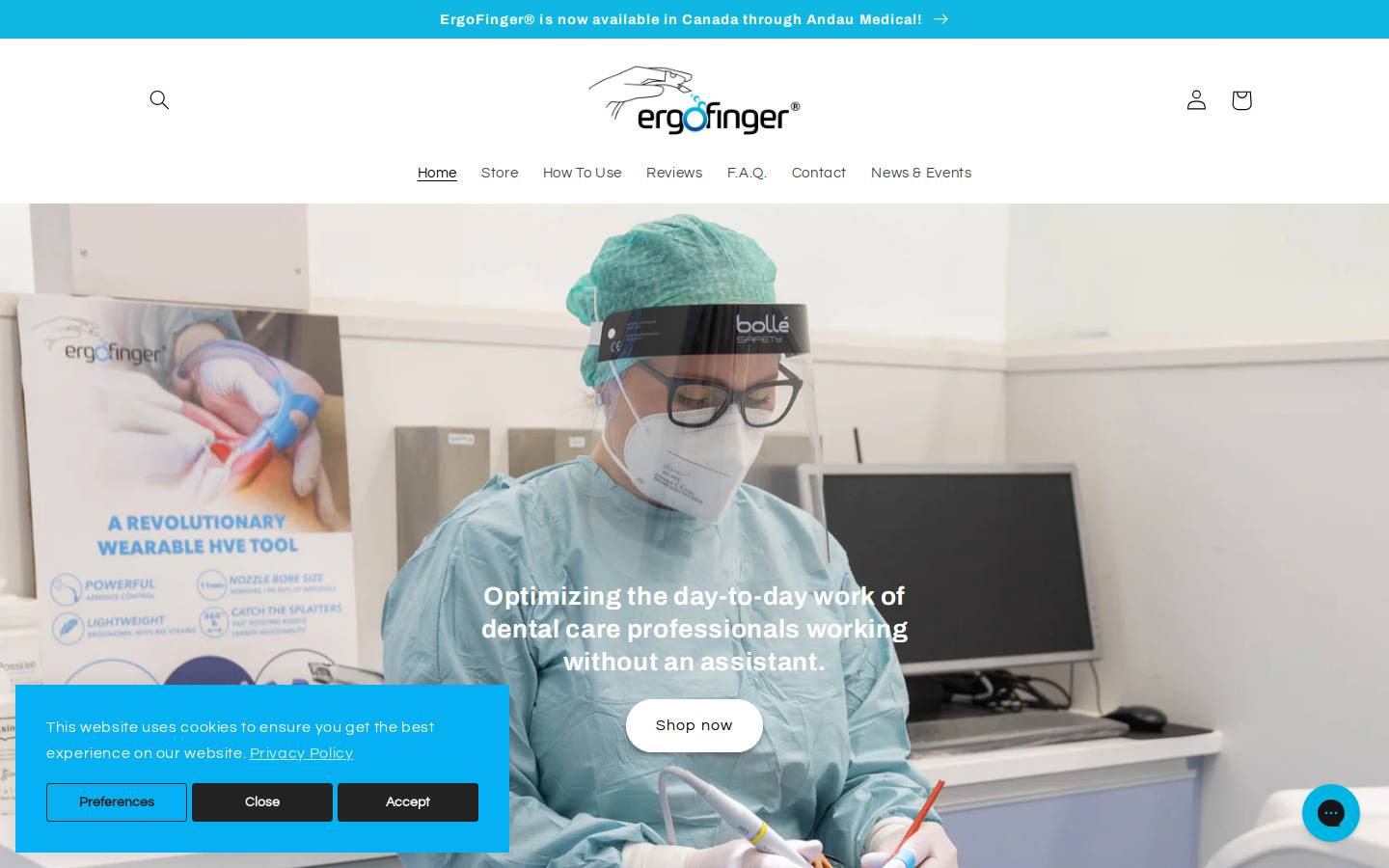ergofinger.com homepage screenshot