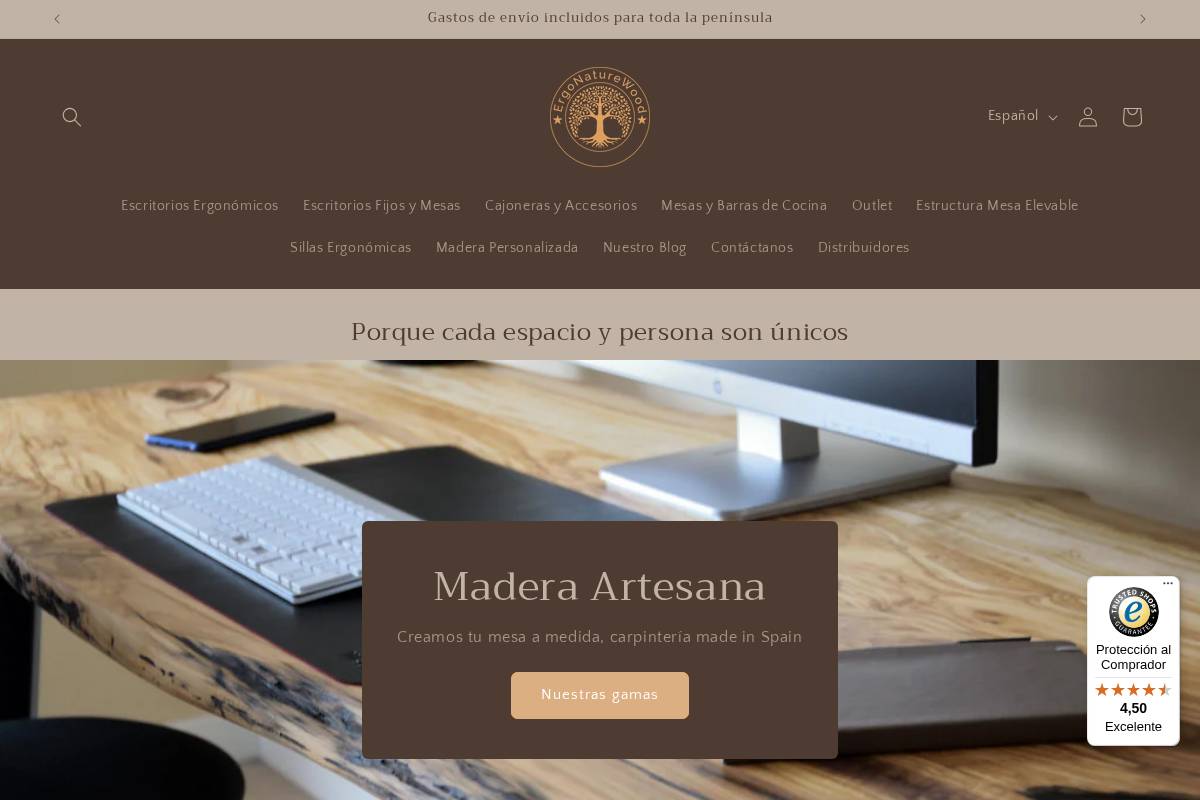 ergonaturewood.com homepage screenshot