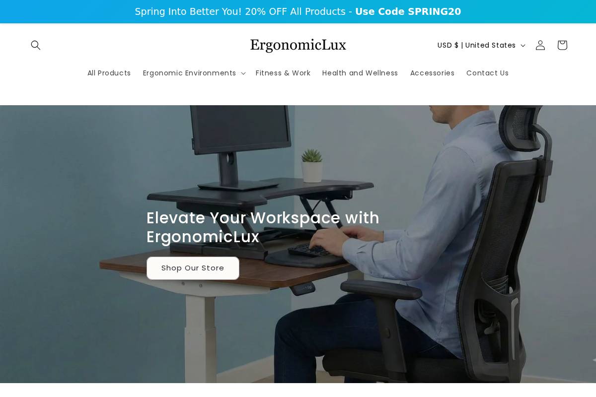 ergonomiclux.com homepage screenshot