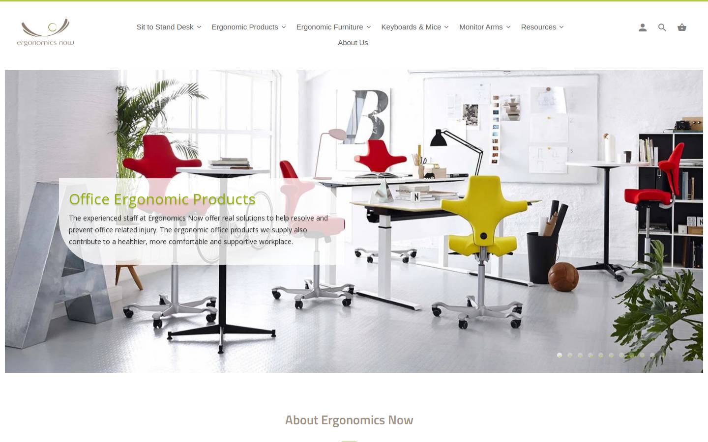 ergonomicsnow.com.au homepage screenshot