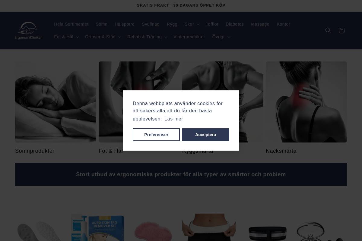 Ergonomikliniken homepage screenshot