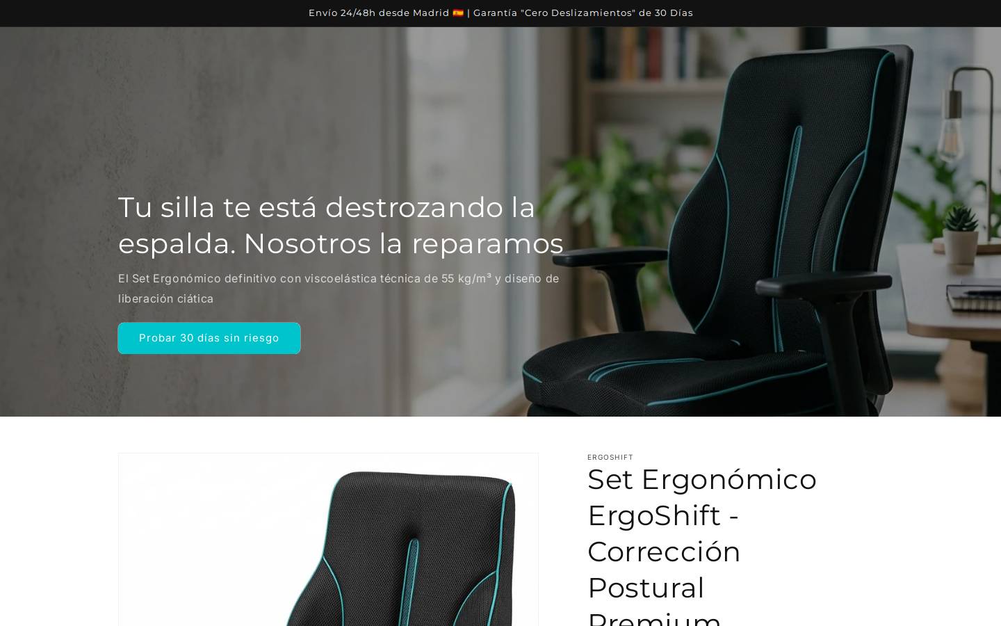 ergoshift.es homepage screenshot