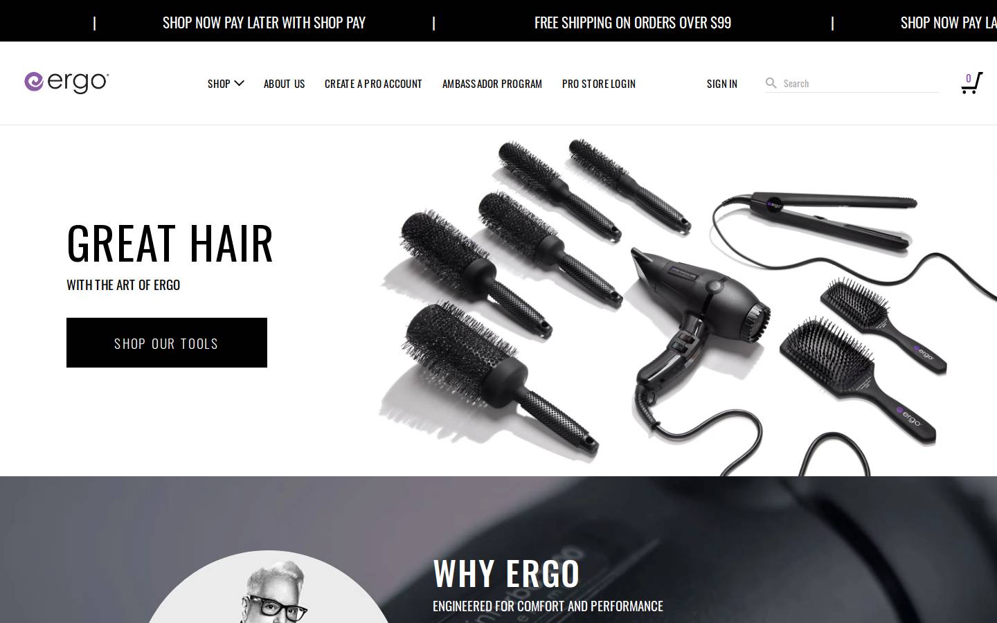 ergostylingtools.com homepage screenshot