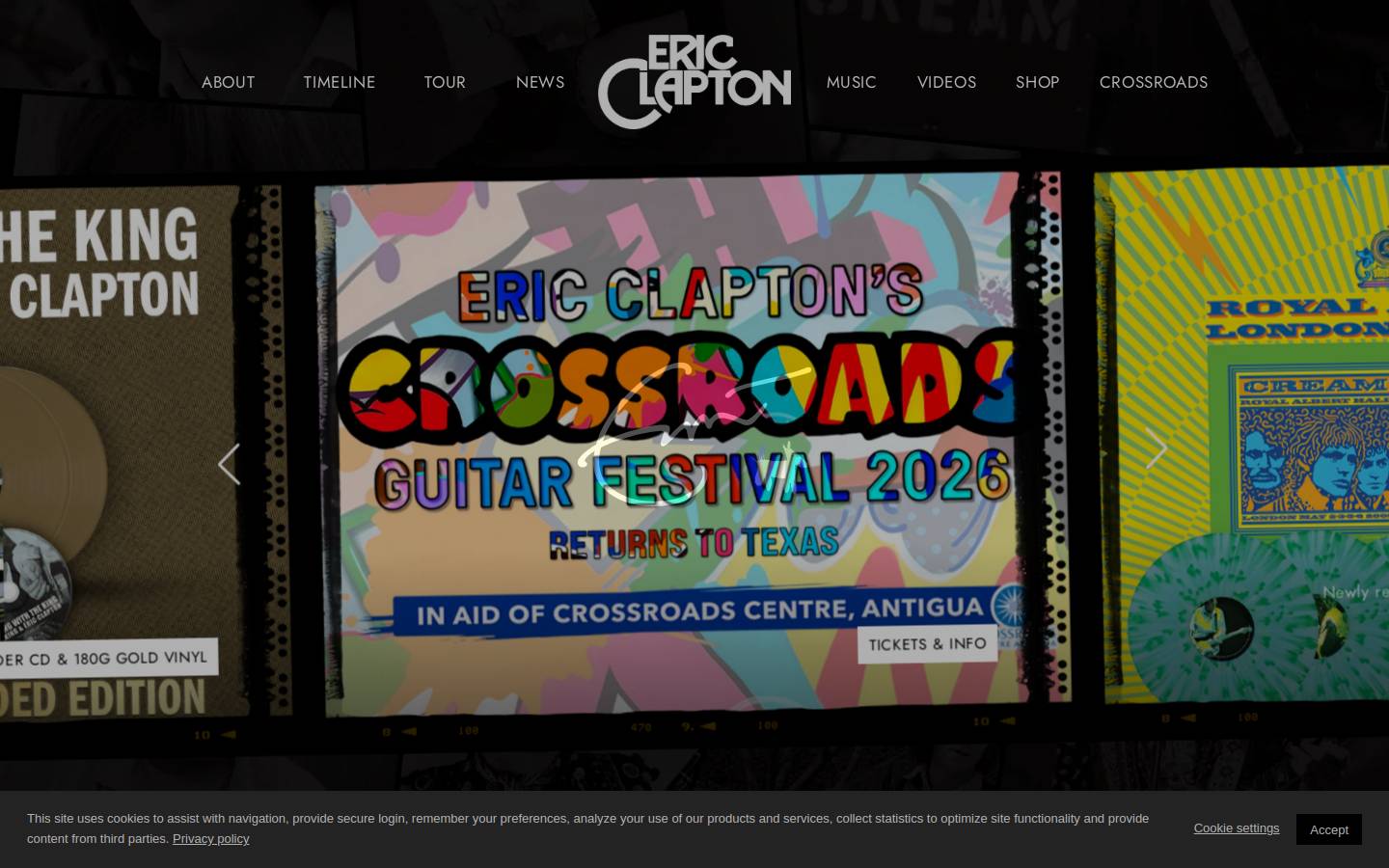 ericclapton.com homepage screenshot