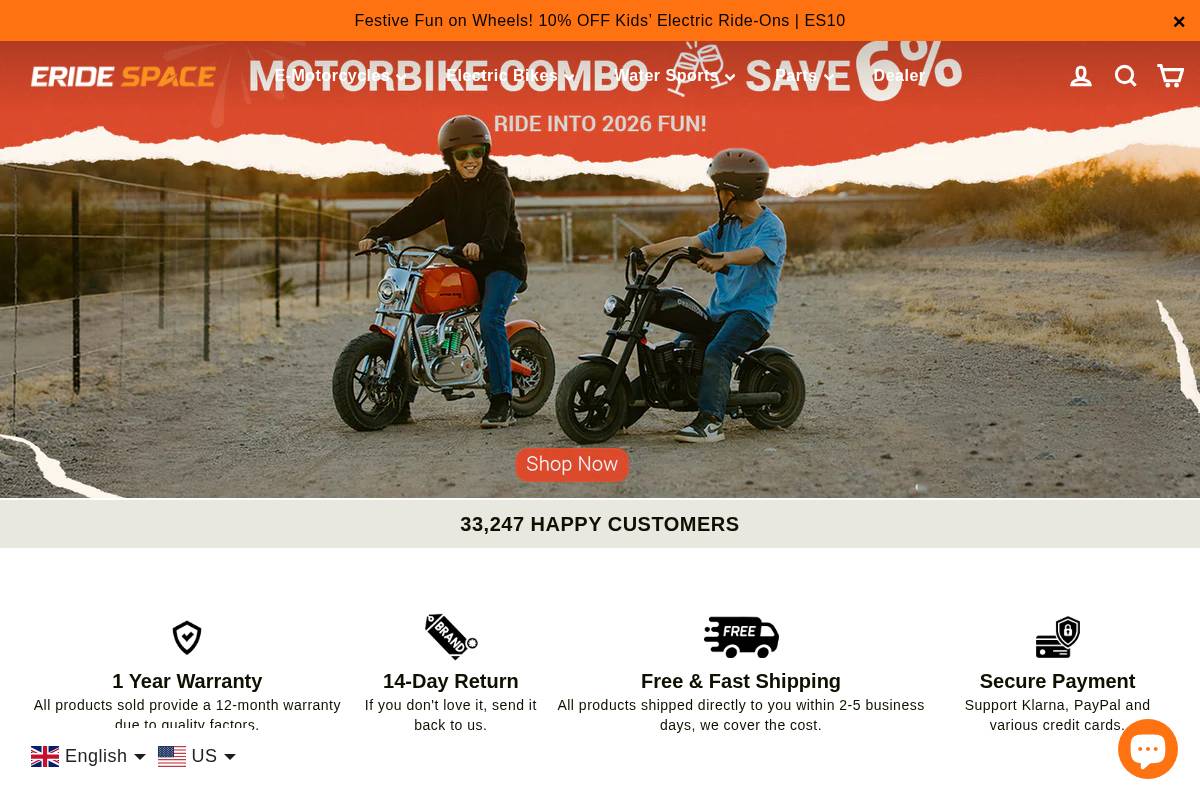 Eridespace homepage screenshot