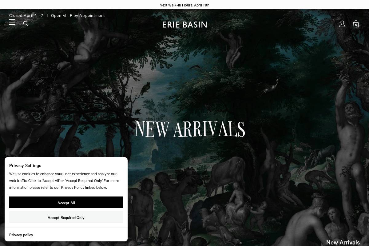 Erie Basin homepage screenshot