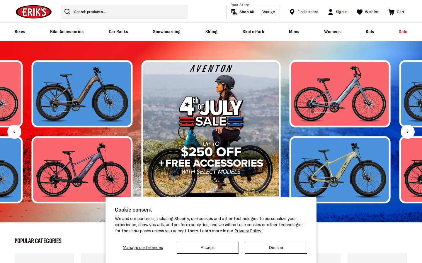 ERIK'S Bike - Board - Ski homepage screenshot
