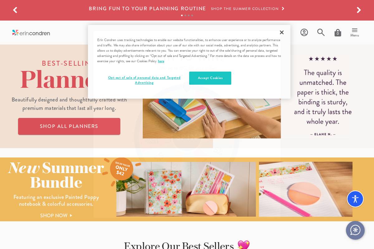 Erin Condren Design homepage screenshot