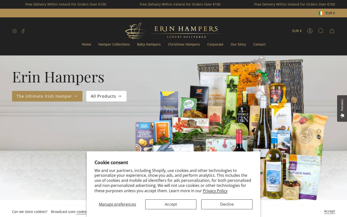 erinhampers.com homepage screenshot