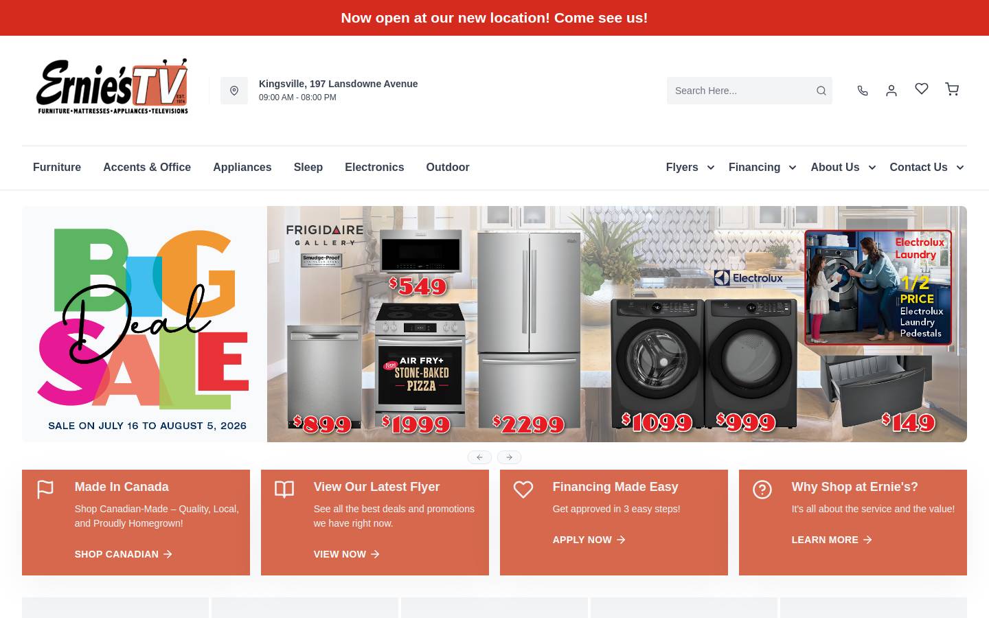 erniestv.ca homepage screenshot