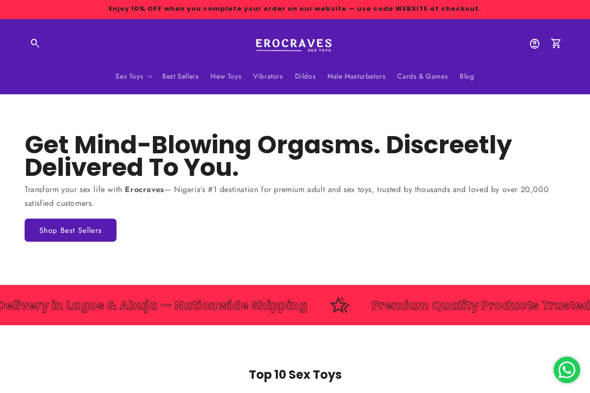 Erocraves homepage screenshot